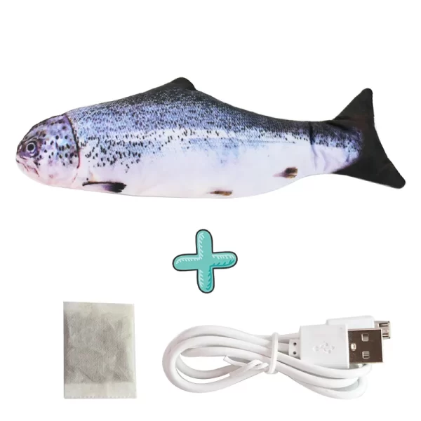 Peixe de pelúcia realista elétrico com carregador USB. - Imagem 8