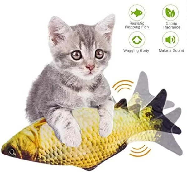 Peixe de pelúcia realista elétrico com carregador USB. - Imagem 4